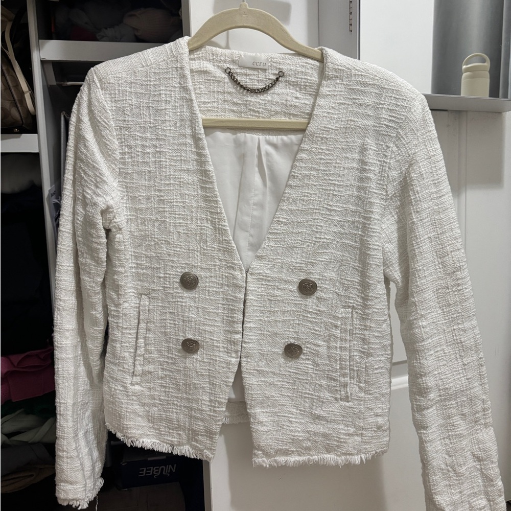 Tweed Blazer with Button Detail